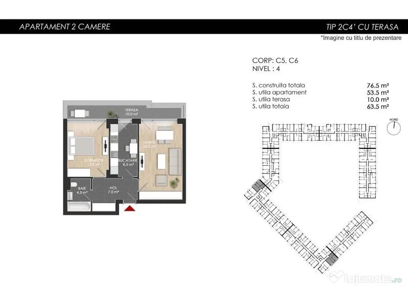 Apartament cu 2 camere decomandat în Chitila