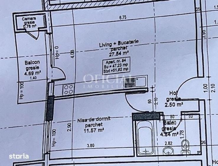 Apartament cu 2 camere semidecomandat în Florești