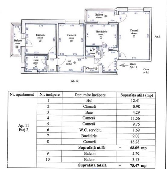 Apartament cu 3 camere decomandat, mobilat în Triaj