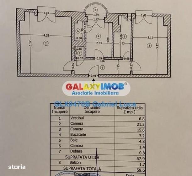Apartament cu 2 camere decomandat în Unirii