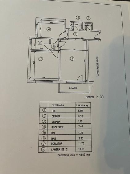 Apartament cu 2 camere decomandat, mobilat în Baba Novac