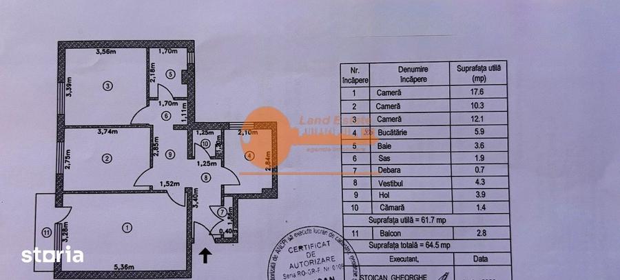 Apartament cu 3 camere în Tineretului