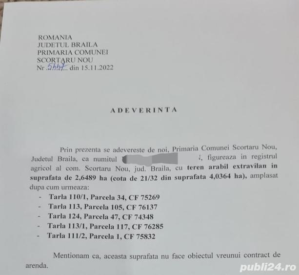 Teren de 20000 mp, în Scorțaru Nou