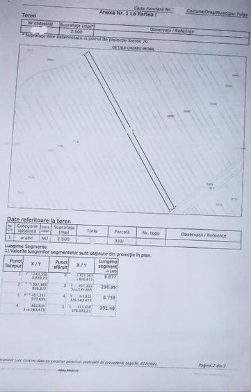 Teren agricol extravilan de 2500 mp, în Fulga