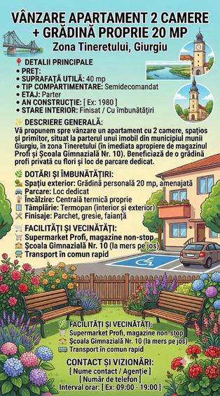 Apartament cu 2 camere semidecomandat în Tineretului