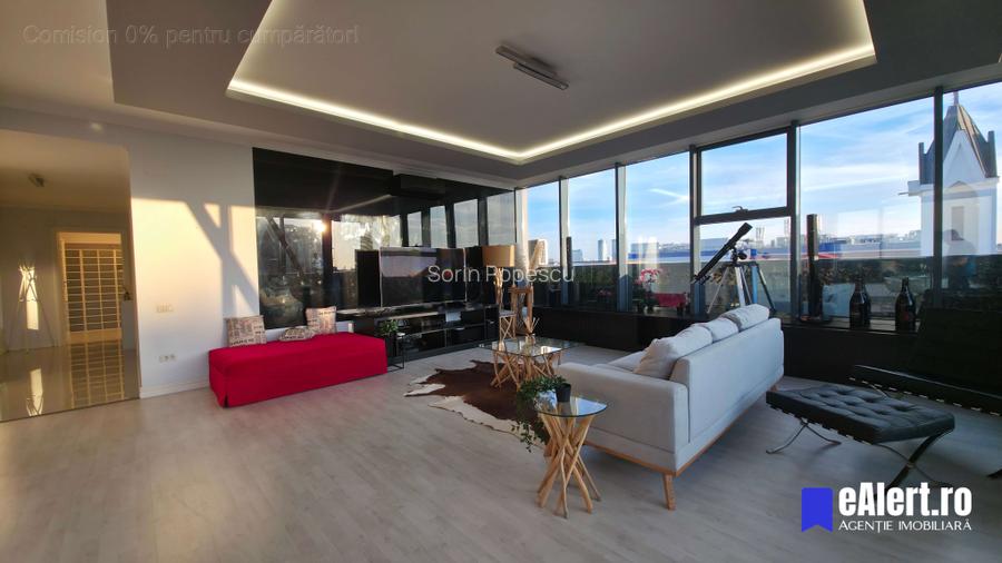 Penthouse lux Herăstrău-Aviației, 160 mp, 3 locuri parcare, terasa 42 mp.