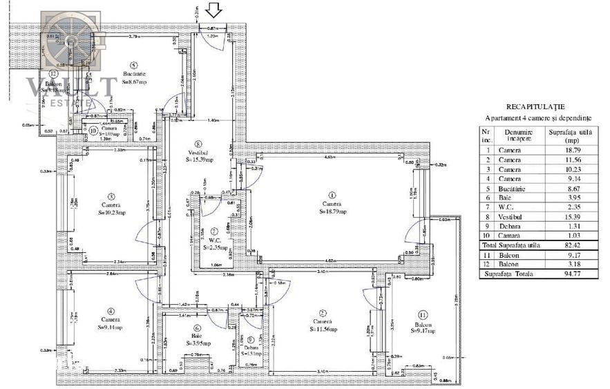 Apartament cu 4 camere decomandat în Tei