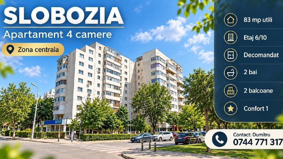 Apartament cu 4 camere decomandat în Central