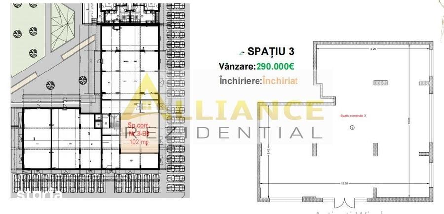 SPATIU COMERCIAL de vanzare - 102 mp | Investitie cu chirias existent - 1