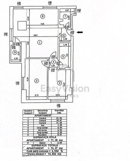 Apartament cu 3 camere semidecomandat în Gara de Nord
