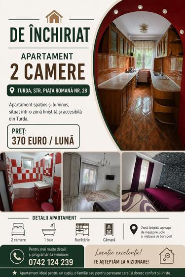Apartament cu 2 camere decomandat în Central