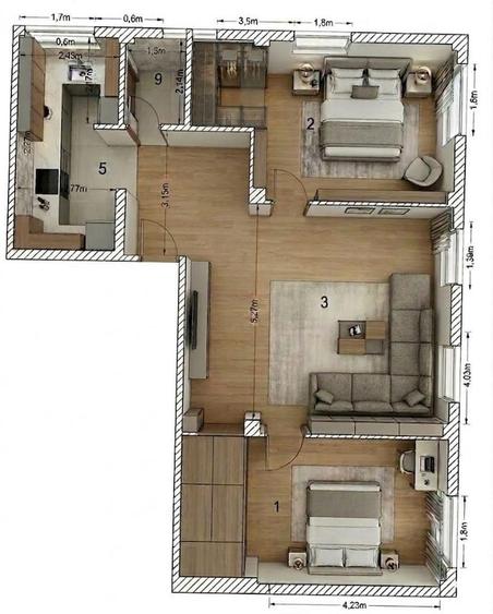 Apartament cu 3 camere decomandat în Exterior Vest