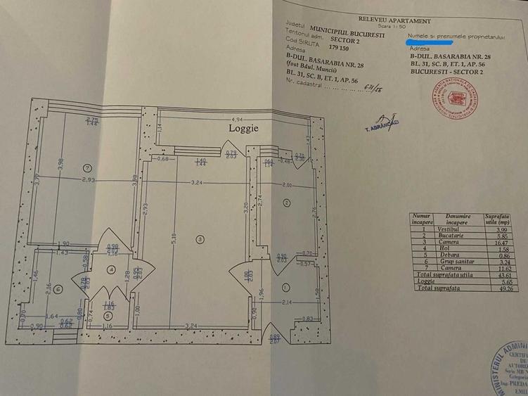 Apartament cu 2 camere semidecomandat în Basarabia