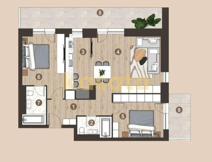 Apartament cu 3 camere decomandat, mobilat în Pipera