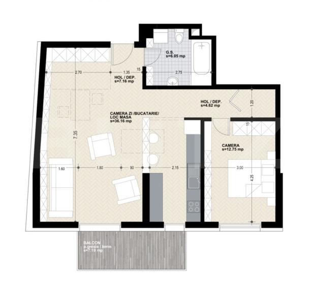 Apartament cu 2 camere semidecomandat în Mărăști — fotografia 1