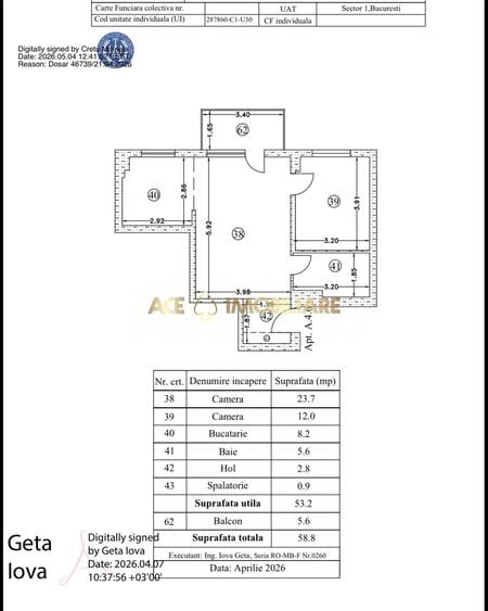 Apartament cu 2 camere semidecomandat în Băneasa