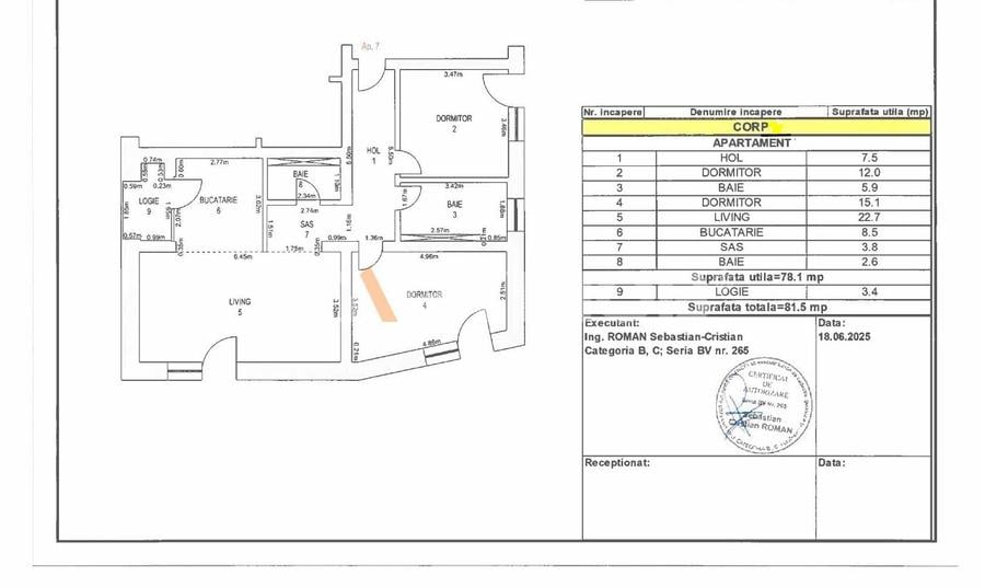 Apartament cu 3 camere decomandat, mobilat în Central