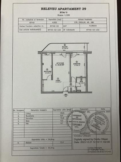 Apartament cu 2 camere decomandat în Florești