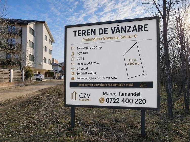 Teren Construcții intravilan de 3300 mp, în Prelungirea Ghencea