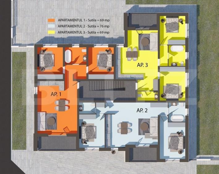Apartament cu 3 camere decomandat în Periferie