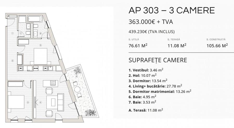 Apartament cu 3 camere decomandat în P-ța Rosetti
