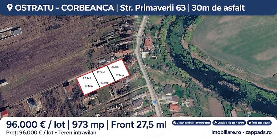 Teren de 973 mp, în Ostratu