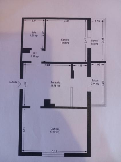 Apartament cu 2 camere decomandat în Aradului