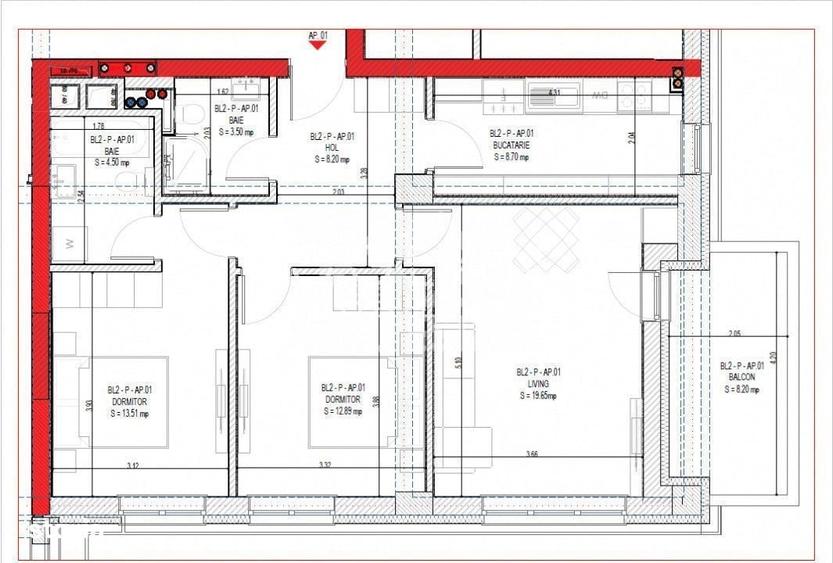 Apartament cu 3 camere în Vest