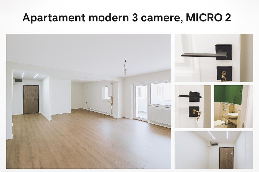 Apartament cu 3 camere decomandat în Micro 2