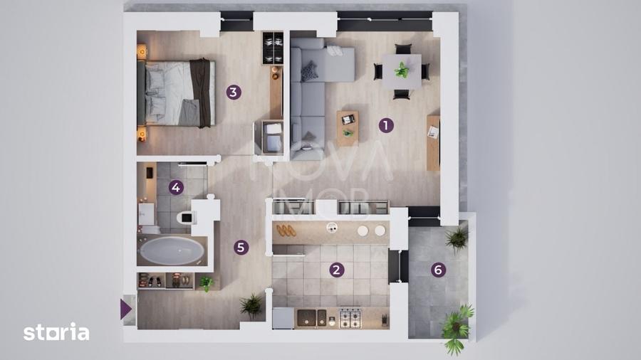 Apartament cu 2 camere decomandat în Central