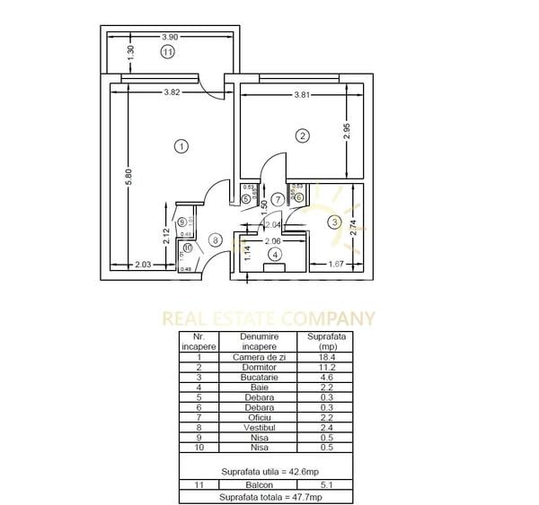 Apartament cu 2 camere decomandat în Calea Victoriei