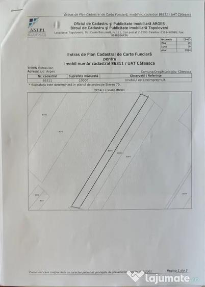 Vand teren extravilan sat Cateasca 10000 mp - 1