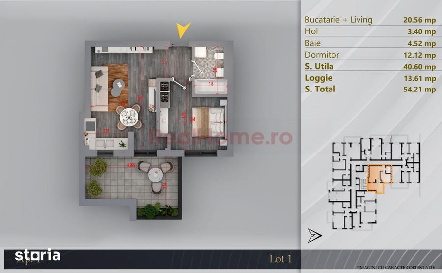 Apartament cu 2 camere tip studio de vanzare Th. Pallady - 5