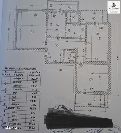 Apartament cu 3 camere decomandat în Central