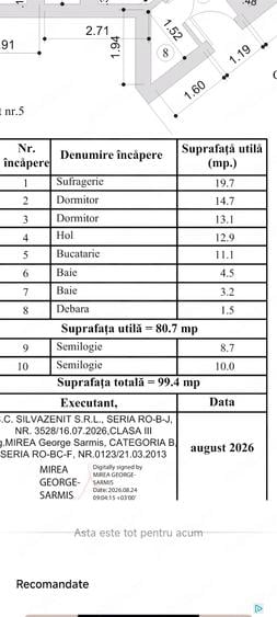 Apartament cu 3 camere decomandat în Central