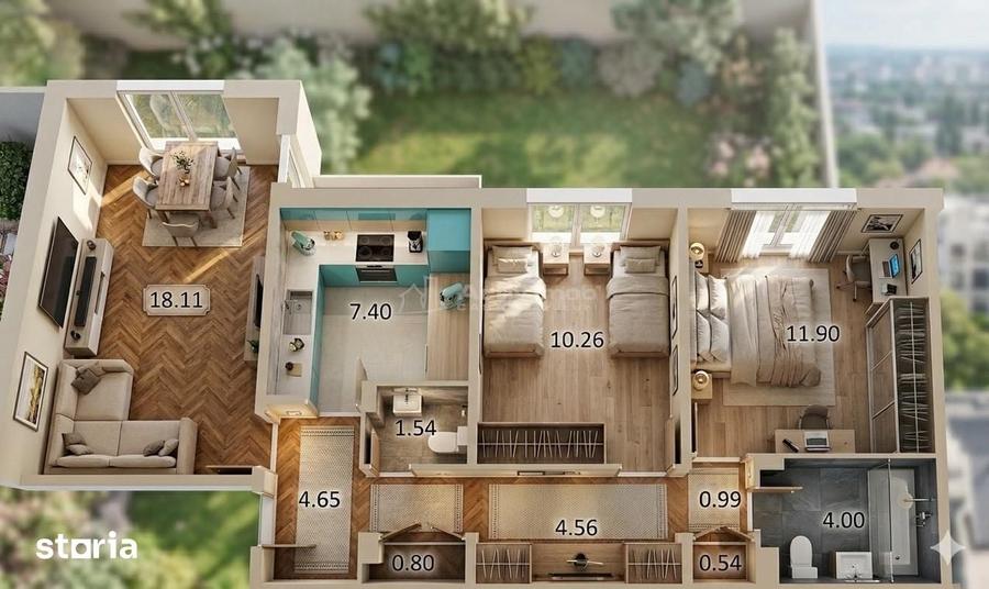 Apartament cu 3 camere decomandat în Rogerius