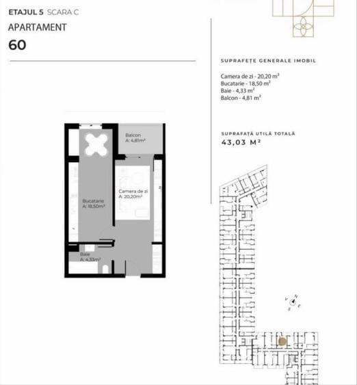 Apartament cu 2 camere semidecomandat în Sopor