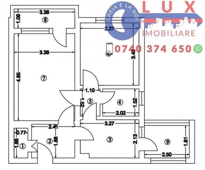 Apartament cu 2 camere semidecomandat în Babadag