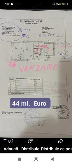 Apartament cu 3 camere nedecomandat în Exterior Vest