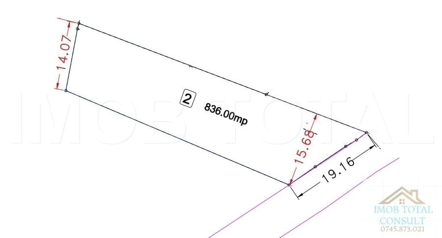 Teren Construcții intravilan de 836 mp, în Exterior Nord