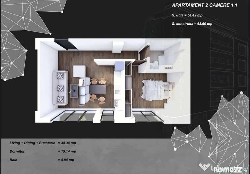 Apartament cu 2 camere decomandat în Tomis Plus