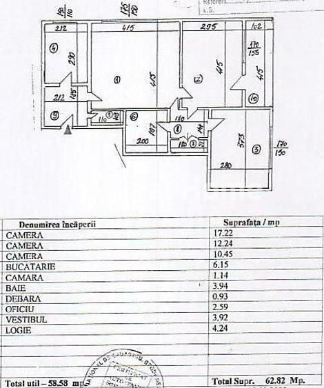 Apartament cu 3 camere în 1 Mai