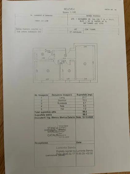 Apartament cu 2 camere decomandat în Tunari