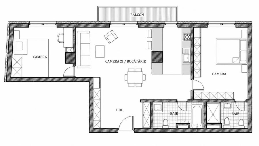 Apartament cu 3 camere în Mărăști