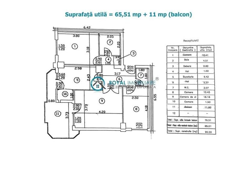 Apartament cu 3 camere decomandat în Republicii