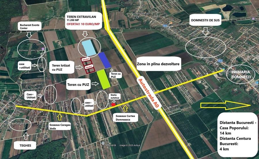 Teren Construcții extravilan de 11200 mp, în Domnești