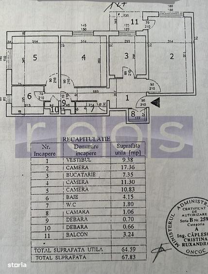 Apartament cu 3 camere decomandat în Dristor