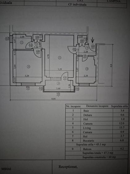 Apartament cu 2 camere semidecomandat în Central