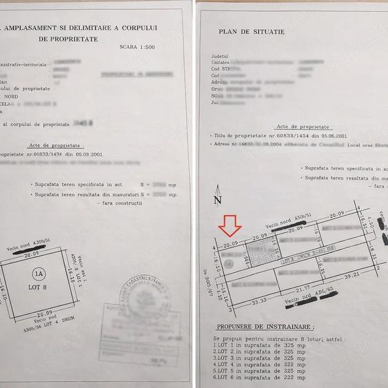Teren de 325 mp, în Nord