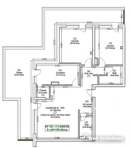 Penthouse cu 3 camere decomandat în Zorilor